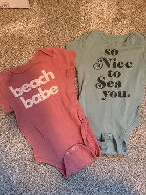 Girls' 'Beach Babe' Dusty Rose One-Piece Bodysuit